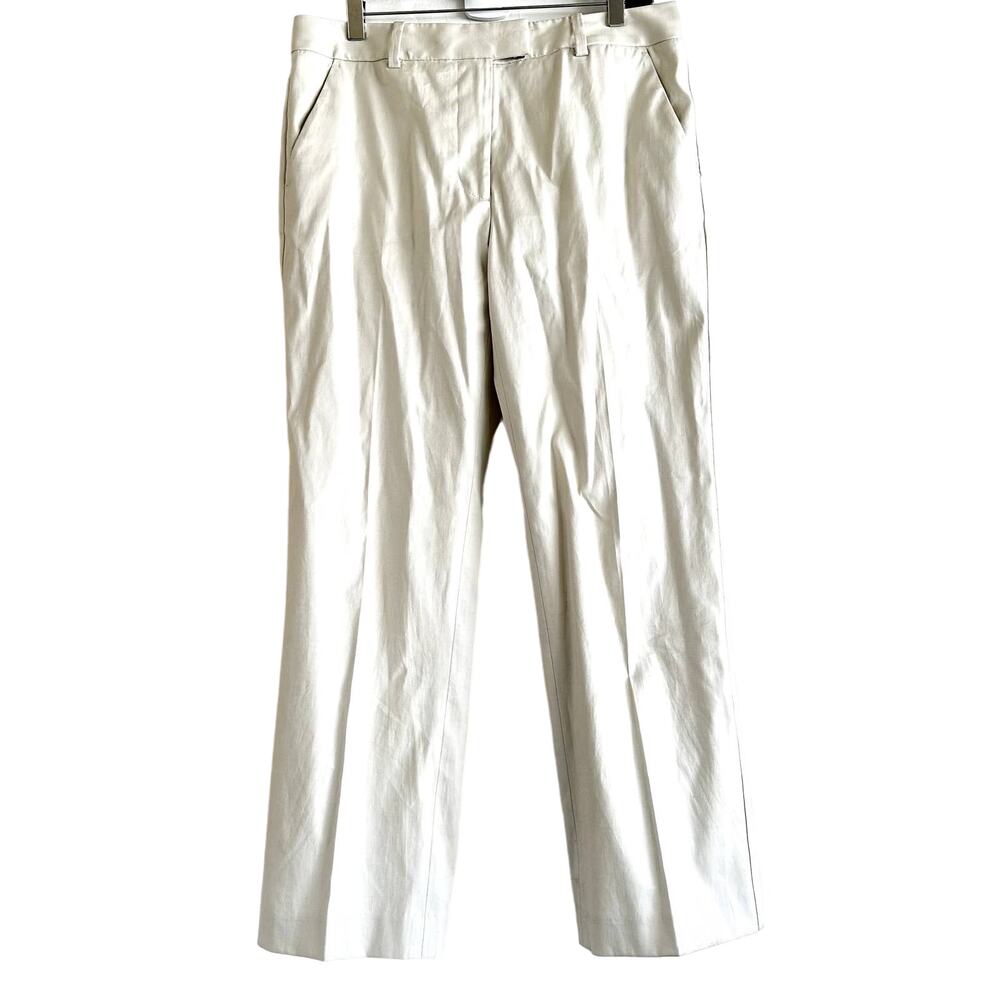 Phillip Lim Straight Leg Dress Pants Cotton Hook Eye Zip White 8 34x27